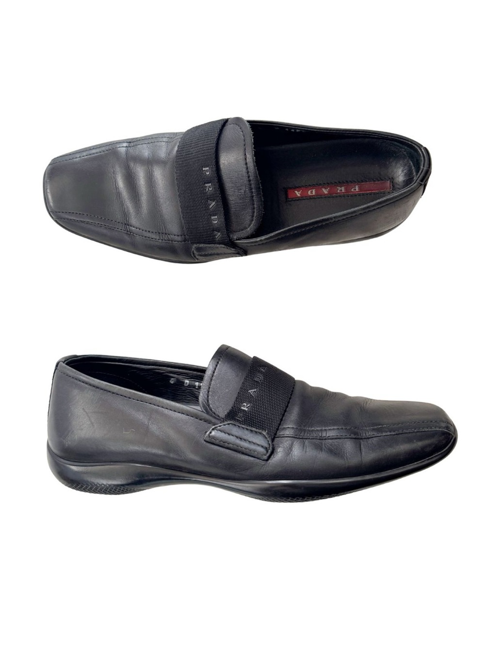 Prada Men's Classic Black Leather Driving Loafers Sz 6 Preppy